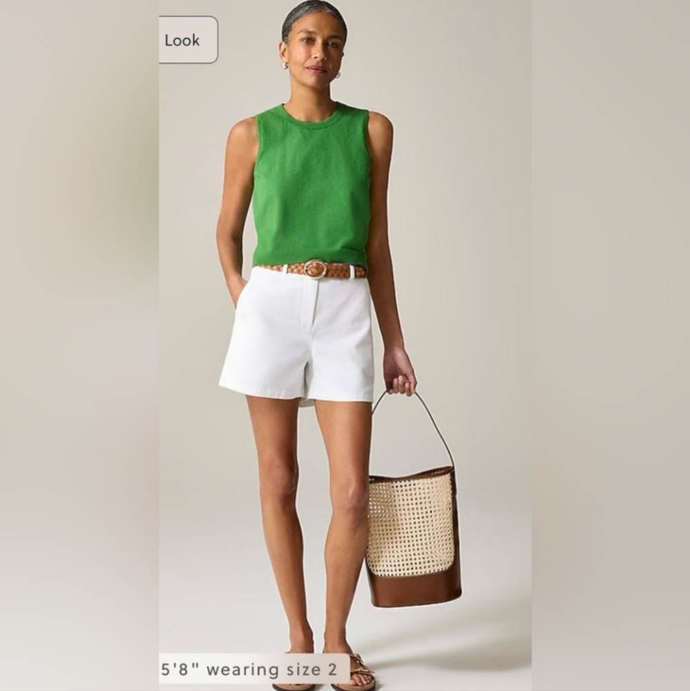 J.Crew 4" Heritage Chino Shorts Style Cl577 White Size 6 NWT $60